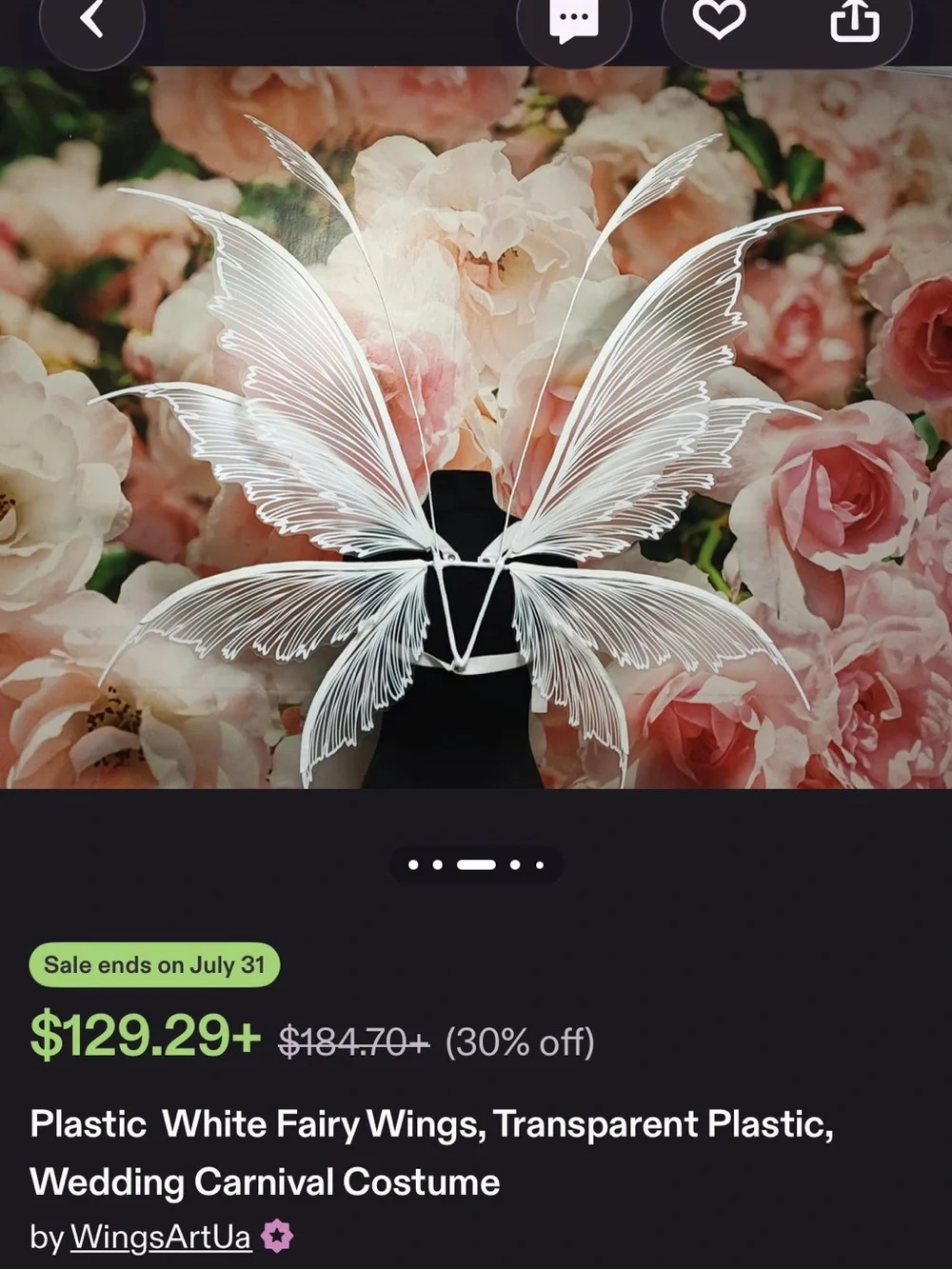 Adult Strap & Corset White Transparent Fairy Wings
